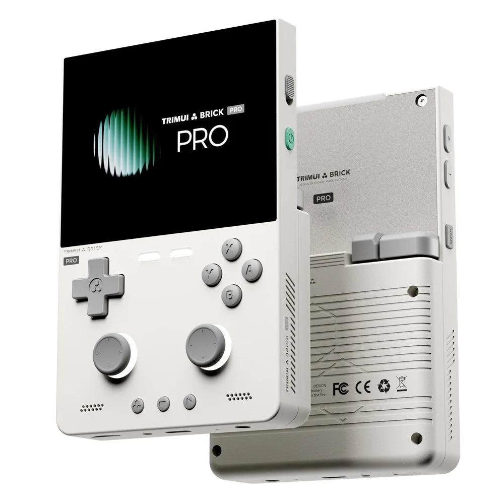 TRIMUI Brick Pro Handheld Game Console without TF Card Dual Hall Joysticks 3.95 inch IPS Screen Linux Retro Gamepad - White - 1