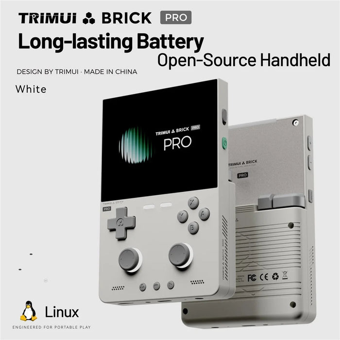 TRIMUI Brick Pro Handheld Game Console with 128GB TF Card Dual Hall Joysticks 3.95 inch IPS Screen Linux Retro Gamepad - White - 4