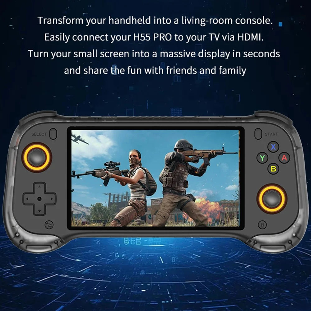 H55 PRO Handheld Game Console without TF Card 5.5 Inch IPS Screen Dual Joysticks WiFi Retro Gamepad - Black - 5