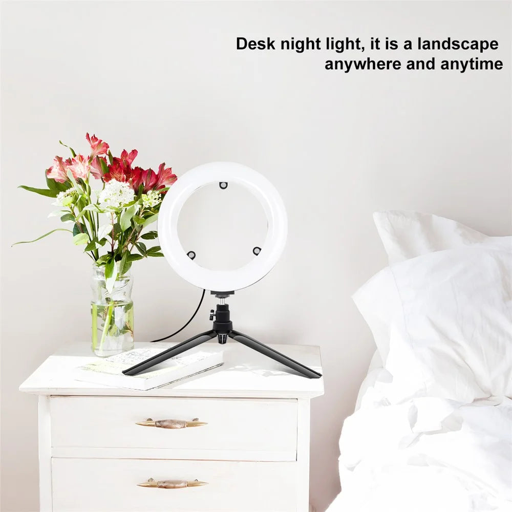 PULUZ PU502 7.9-inch 20cm USB 3 Modes Dimmable Dual Color Temperature LED Curved Light Selfie Photography Video Ring Lights with Mirror - 6