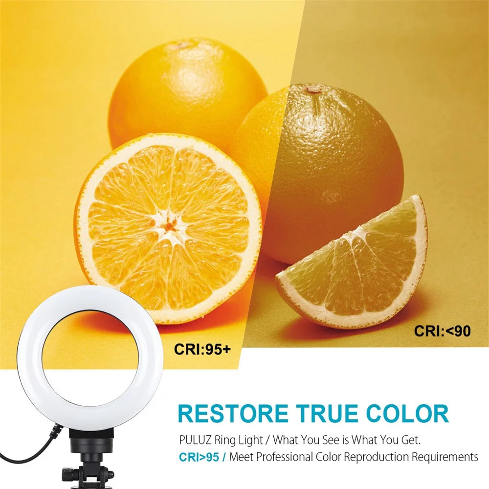 PULUZ PKT3058B 4.7-inch 12cm USB 3 Modes Dimmable Vlogging Photography Video LED Ring Lights + Tripod Mount Kit - 7