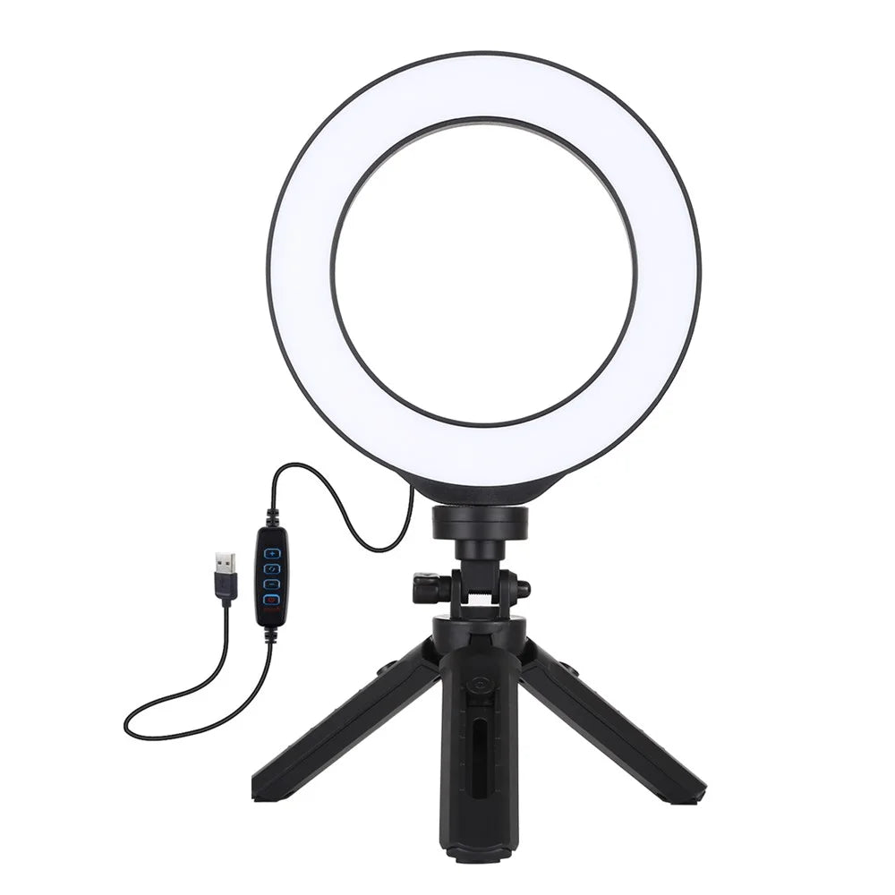 PULUZ PKT3059B 6.2-inch 16cm USB 3 Modes Dimmable Vlogging Photography Video LED Ring Lights + Tripod Mount Kit - 2