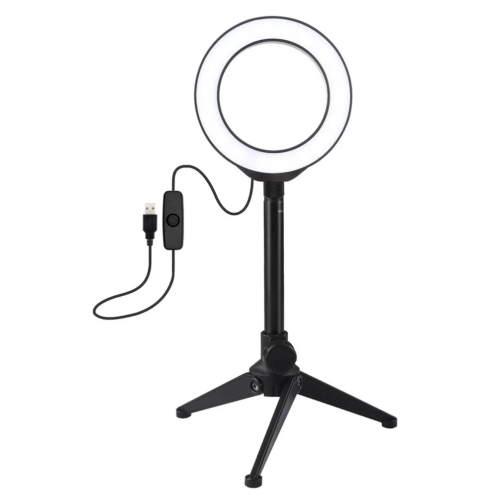 PULUZ 4.7-inch 12cm Ring Light + Desktop Tripod Selfie Stick Mount USB White Light LED Ring Vlogging Photography Video Lights Kits - 1