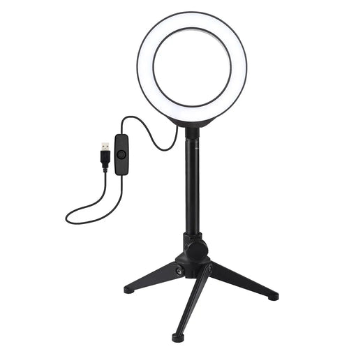 PULUZ 4.7-inch 12cm Ring Light + Desktop Tripod Selfie Stick Mount USB White Light LED Ring Vlogging Photography Video Lights Kits - 1