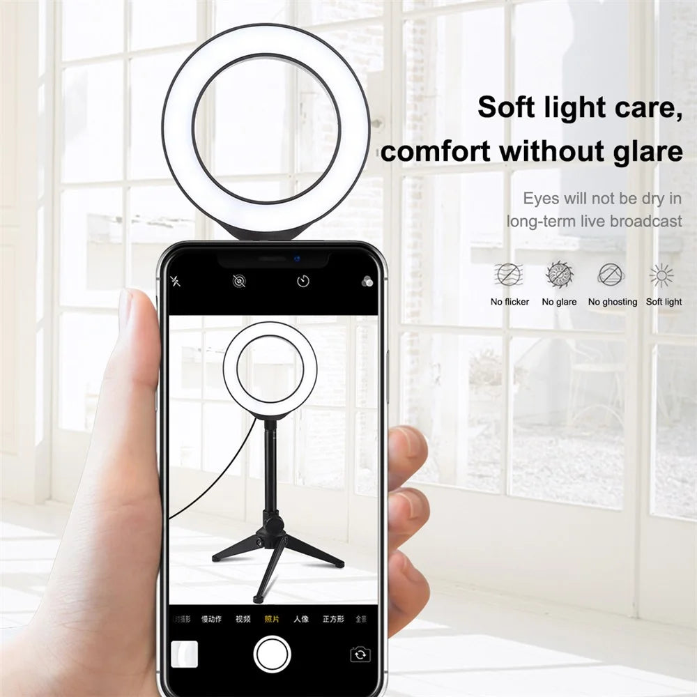 PULUZ 4.7-inch 12cm Ring Light + Desktop Tripod Selfie Stick Mount USB White Light LED Ring Vlogging Photography Video Lights Kits - 5