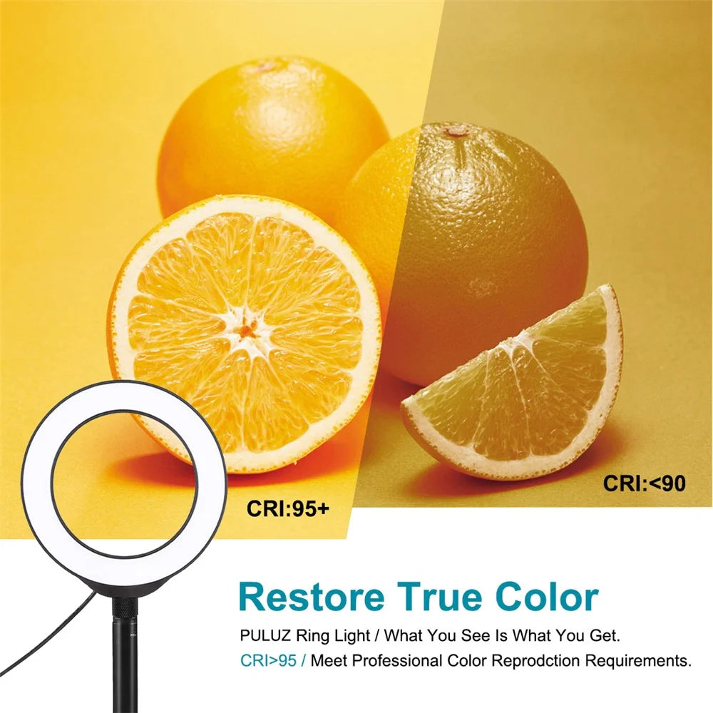 PULUZ 4.7-inch 12cm Ring Light + Desktop Tripod Selfie Stick Mount USB White Light LED Ring Vlogging Photography Video Lights Kits - 6