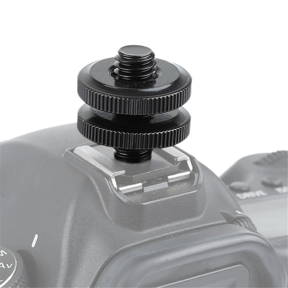 1/4 inch Flash Hot Shoe Mount Adapter to Tripod Screw Converter with Double Nuts for DSLR Camera - 7