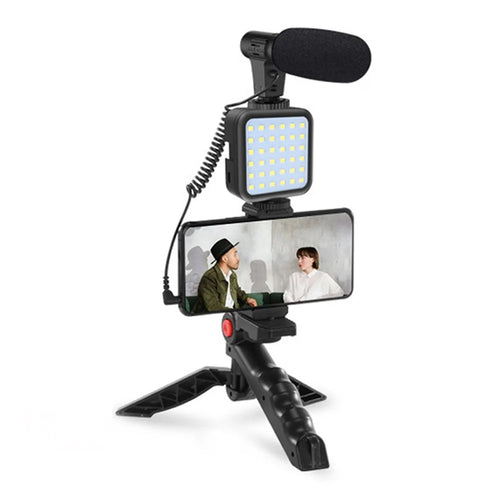 KIT-01LM Livestream Tripods Stand Fill Light + Microphone + Tripod Set for Video Meeting / Outdoor Live Streaming / Vlog - 1