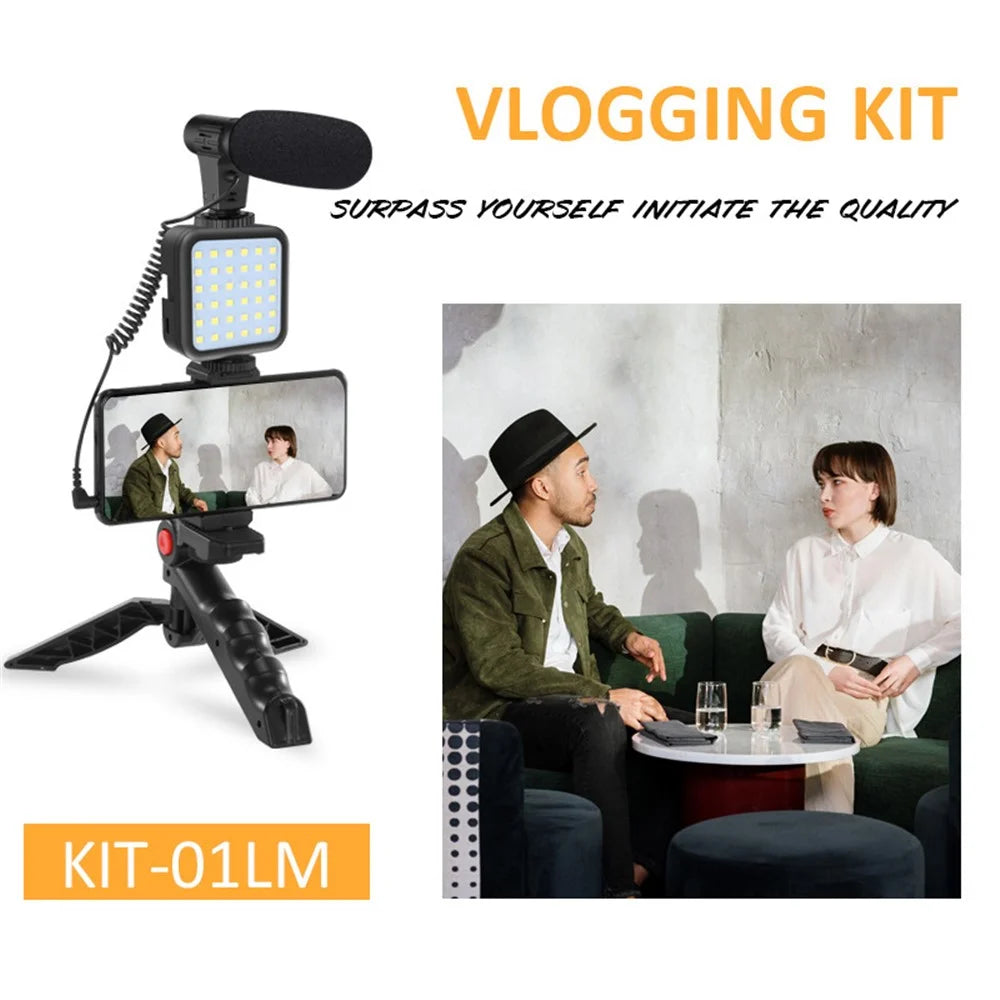 KIT-01LM Livestream Tripods Stand Fill Light + Microphone + Tripod Set for Video Meeting / Outdoor Live Streaming / Vlog - 2