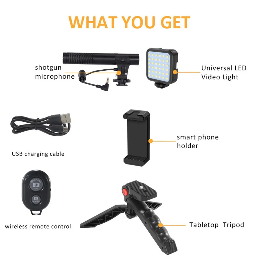 KIT-01LM Livestream Tripods Stand Fill Light + Microphone + Tripod Set for Video Meeting / Outdoor Live Streaming / Vlog - 3