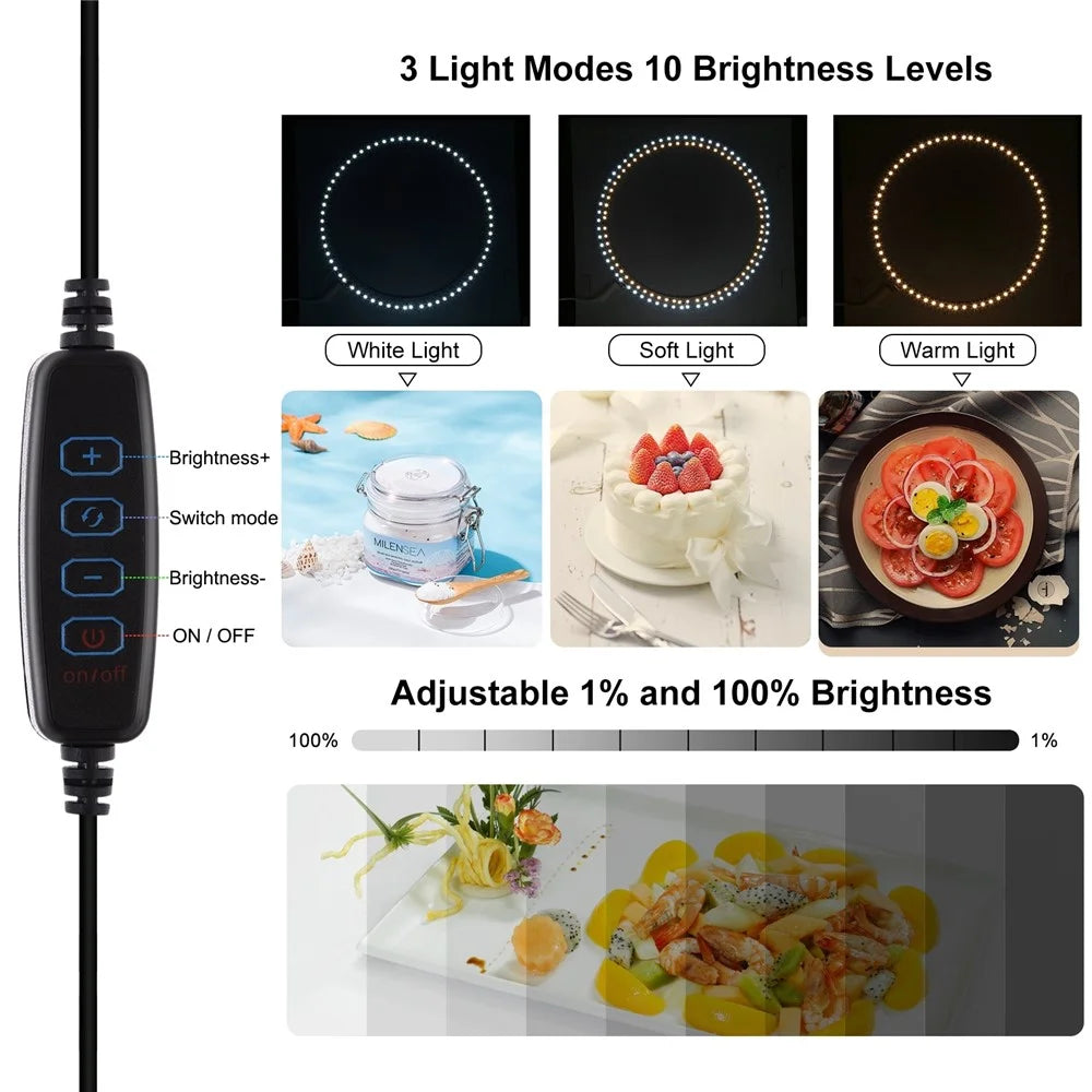 PULUZ PU5041B Foldable 40cm Photo Studio LED Ring Light Box Dimmable Desktop Shooting Tent Photography Softbox with 12 Colors Background - 4