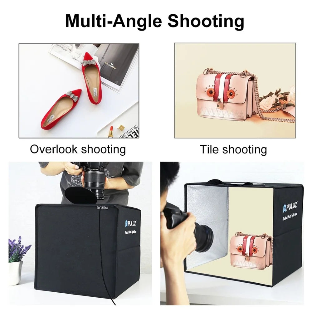 PULUZ PU5041B Foldable 40cm Photo Studio LED Ring Light Box Dimmable Desktop Shooting Tent Photography Softbox with 12 Colors Background - 7