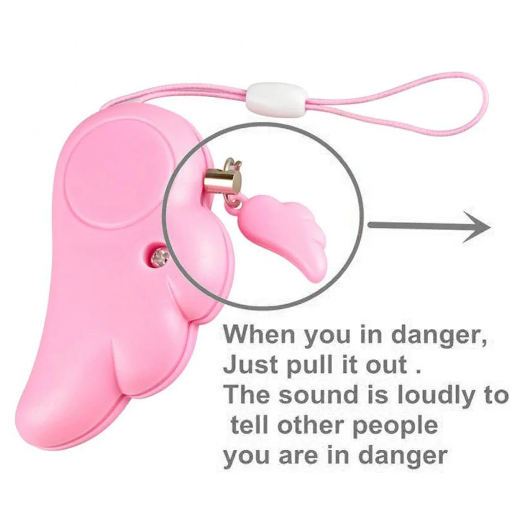 Angel Wing Design Personal Protection Girl Women Security Alarm Device 90dB Loud Sound Self Defense Supplies Emergency Alarm - Blue - 3