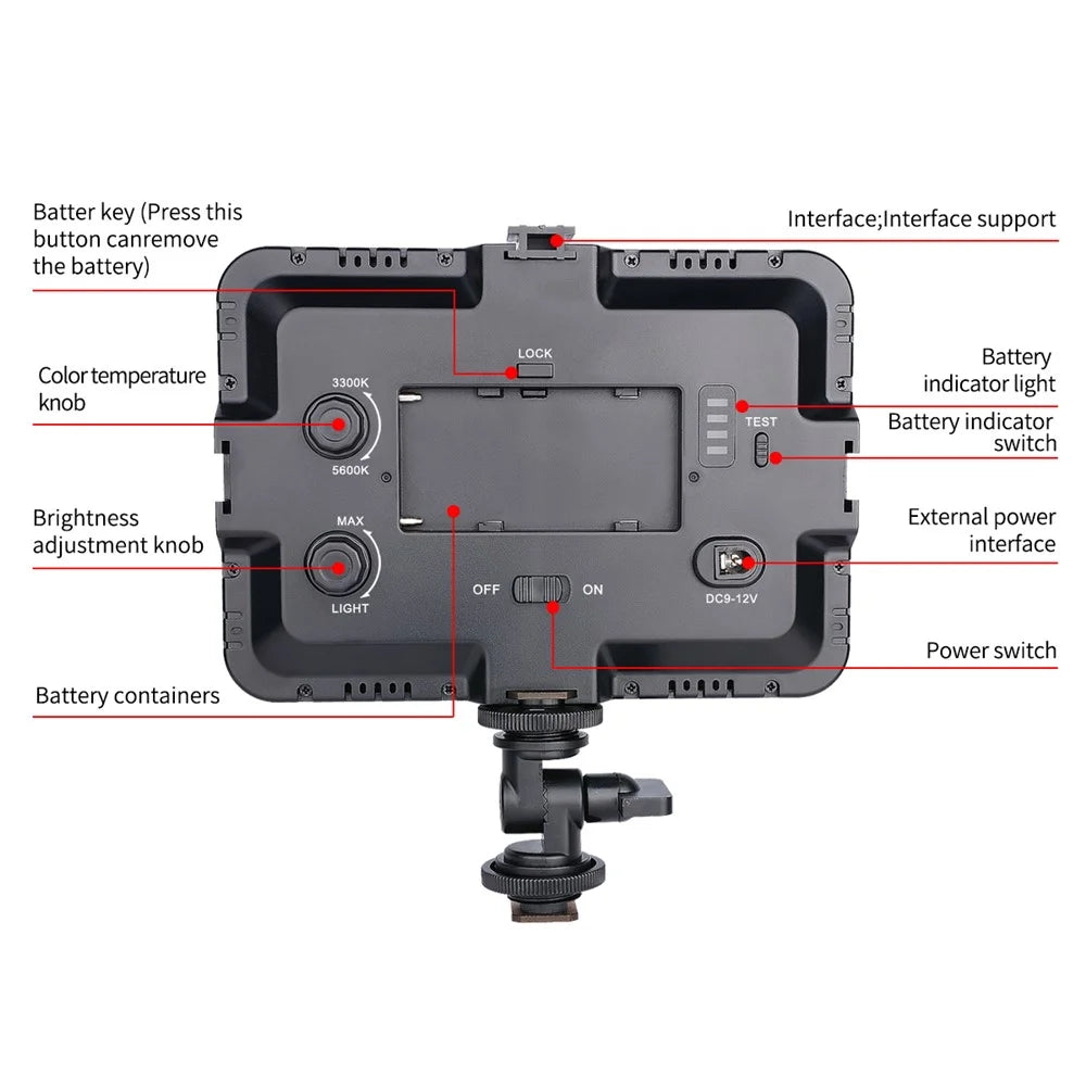 YELANGU LED204 LED Video Light Small Portable Photography Lighting with Hot Shoe 1/4 Screw Hole for SLR Camera/Video Camera/Tripod/ - 4