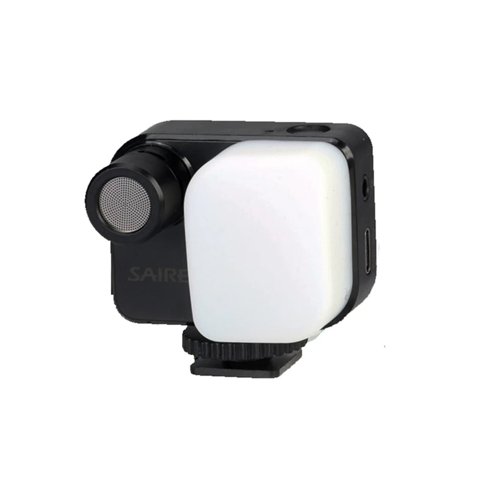 SAIREN LED Light Microphone Camera Phone Video Recording Vlogging Mini Mic Fill Light - 1