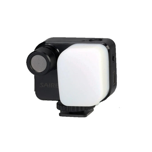 SAIREN LED Light Microphone Camera Phone Video Recording Vlogging Mini Mic Fill Light - 1