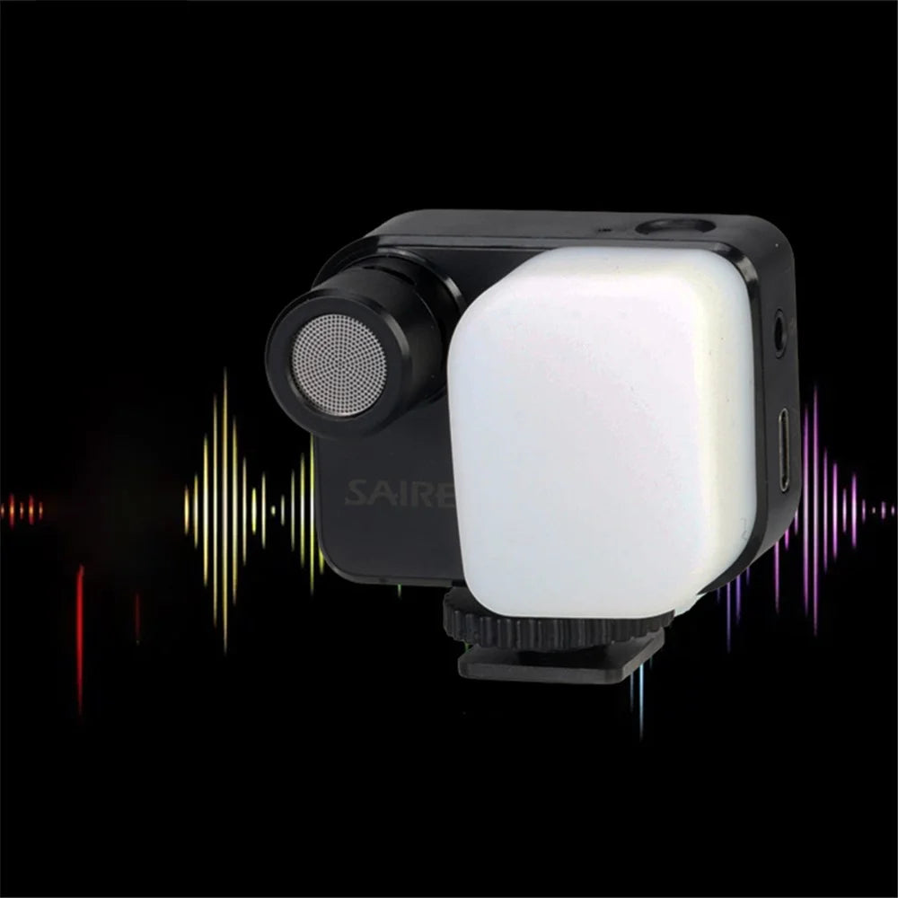 SAIREN LED Light Microphone Camera Phone Video Recording Vlogging Mini Mic Fill Light - 2