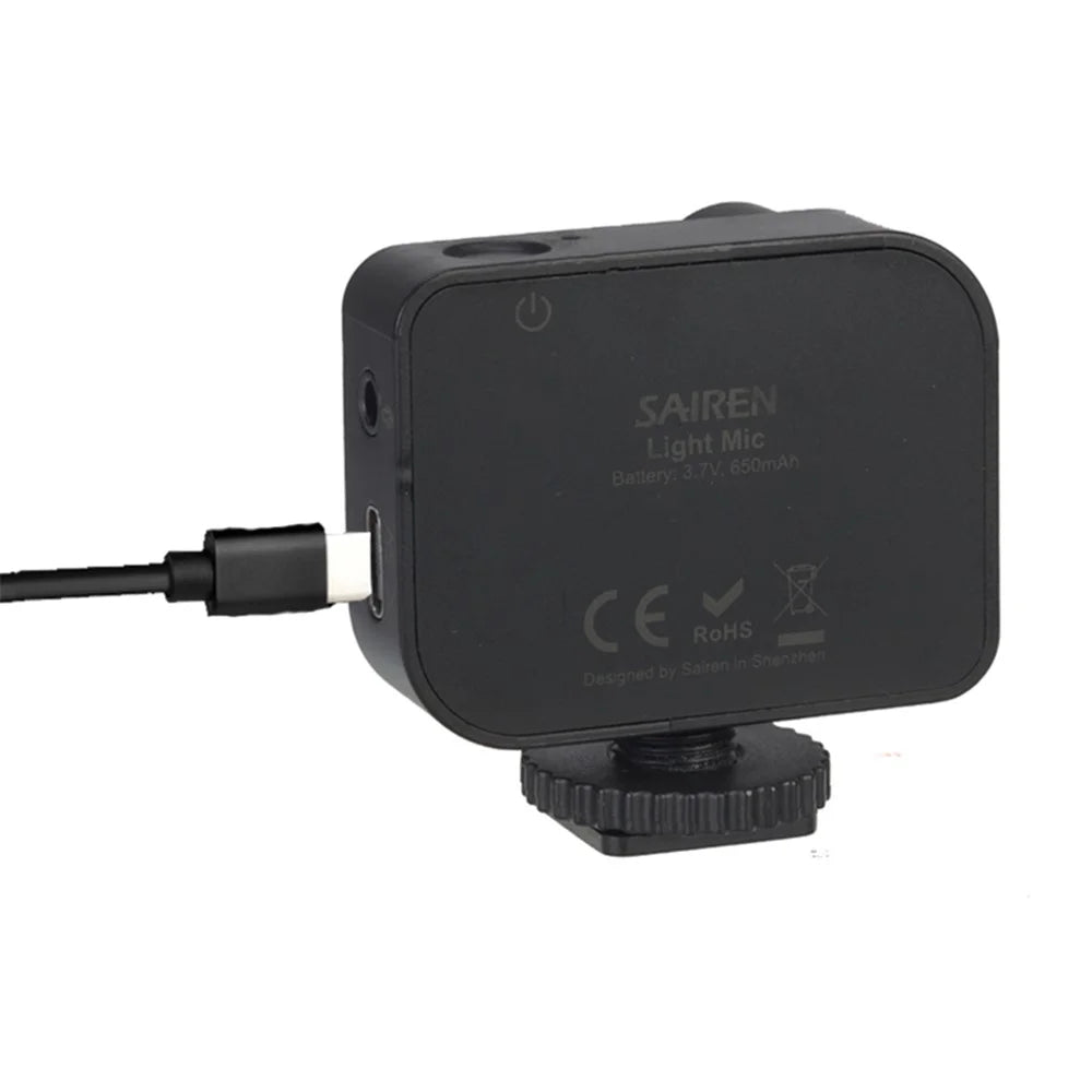 SAIREN LED Light Microphone Camera Phone Video Recording Vlogging Mini Mic Fill Light - 4