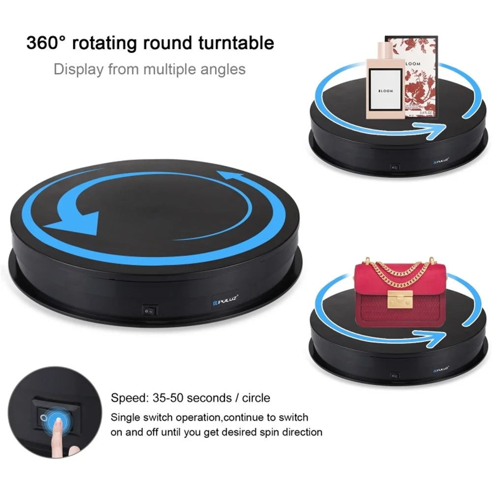 PULUZ PU3049 30cm 360 Degrees Rotation Photography Electric Swivel Turntable Video Shooting Display Stand - Black - 5