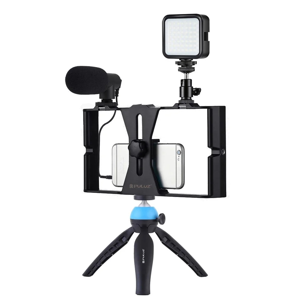 PULUZ PKT3095 Smartphone Vlog Live Streaming Video Rig Kit with Microphone + Tripod + Fill Light - Blue - 2