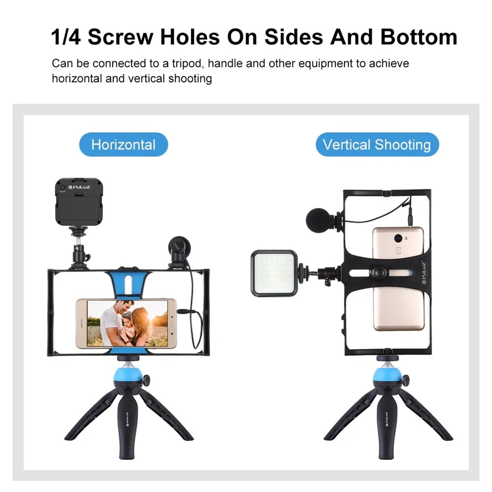 PULUZ PKT3095 Smartphone Vlog Live Streaming Video Rig Kit with Microphone + Tripod + Fill Light - Blue - 5