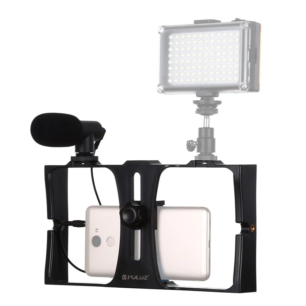 PULUZ PKT3020 Handheld Cell Phone Cage Rig Set with Microphone for Photography Live Streaming - Blue - 3
