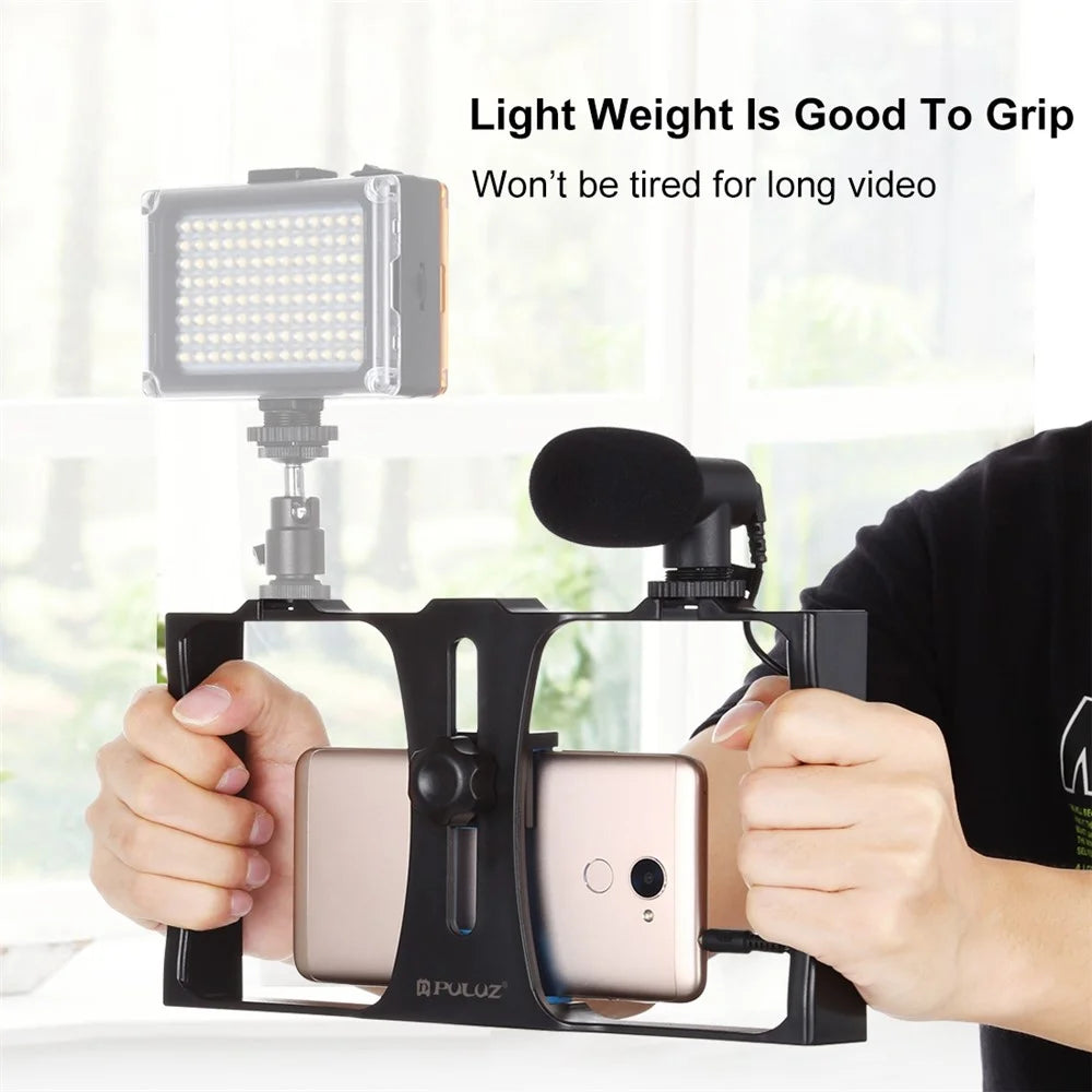 PULUZ PKT3020 Handheld Cell Phone Cage Rig Set with Microphone for Photography Live Streaming - Blue - 5