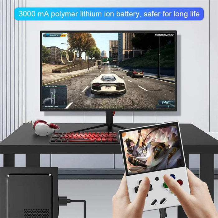 MIYOO Mini Plus 3.5-inch IPS Screen Linux System Portable Retro Handheld Game Console - White - 3