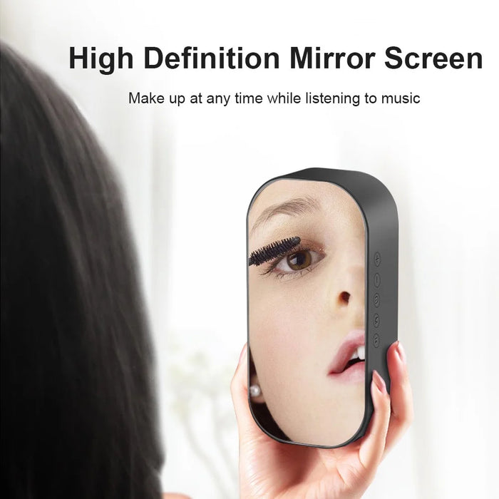 S2 Digital Mirror Screen Dual Alarm Clock Radio Wireless Bluetooth-compatible Speaker Deep Bass Loudspeaker - Black - 5