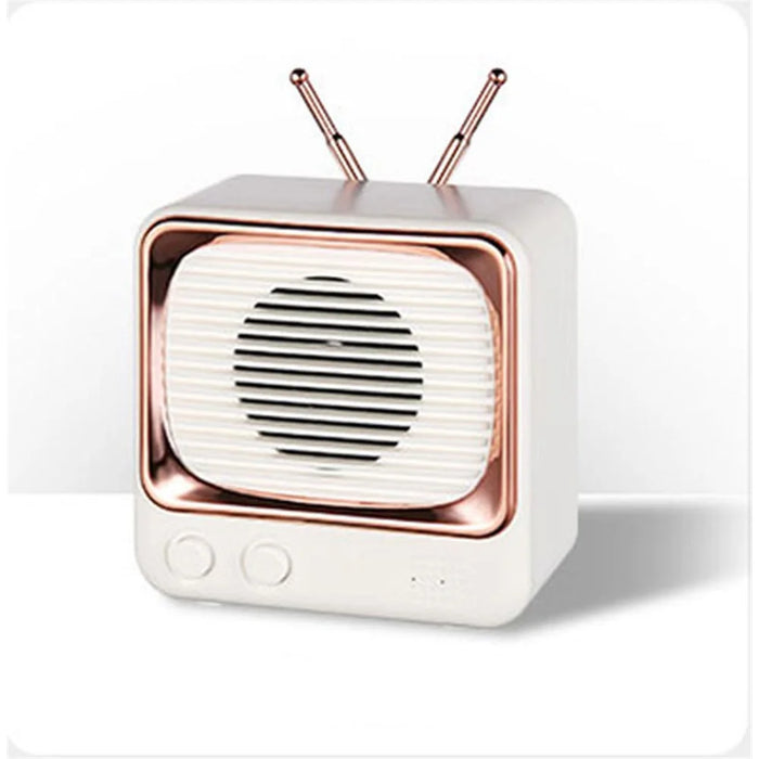 Mini Portable Retro Style TV Shape Bluetooth-compatible 5.0 Speaker Support TF Card - White - 1