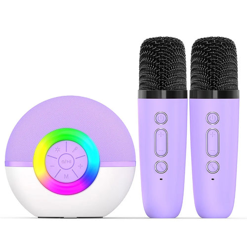 T97 Kids K Song Bluetooth-compatible  Speaker with Dual Wireless Microphone Family Party Singing Song Device - Purple - 1