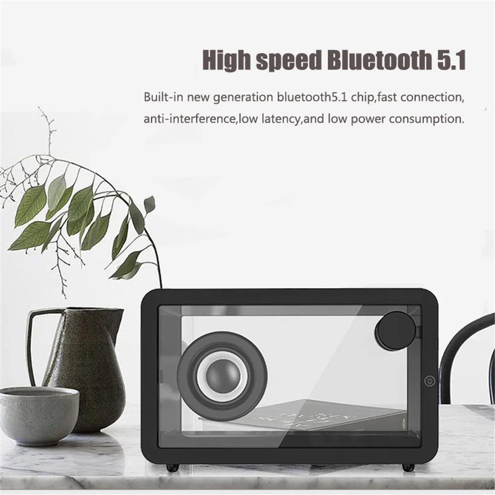 M8 Transparent Bluetooth-compatible Speaker with RGB Light HiFi Sound Bass Subwoofer - Black - 7