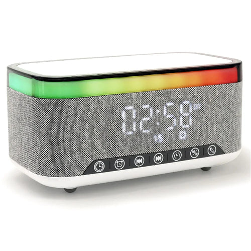 S300 Bluetooth-compatible Speaker Digital Alarm Clock 10W Wireless Charger Music Subwoofer with Colorful Light - White - 1