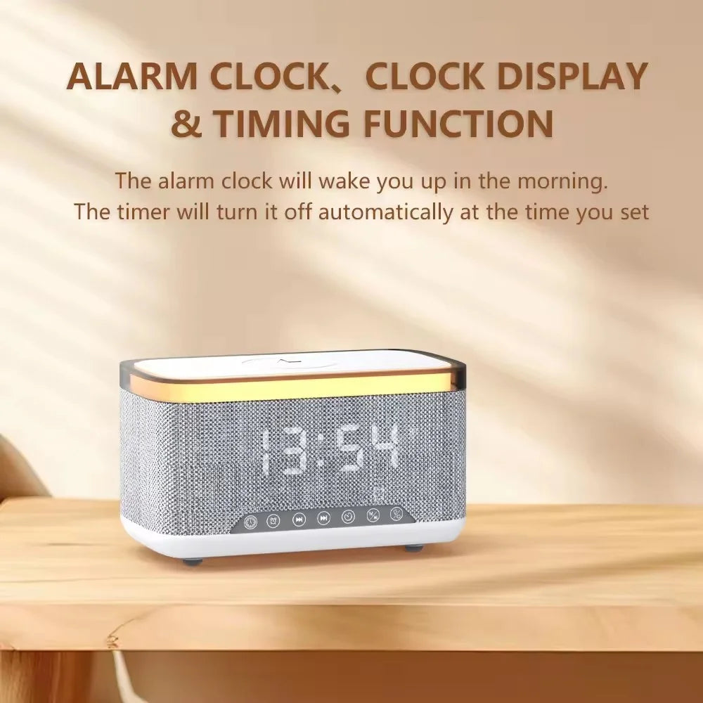 S300 Bluetooth-compatible Speaker Digital Alarm Clock 10W Wireless Charger Music Subwoofer with Colorful Light - White - 2