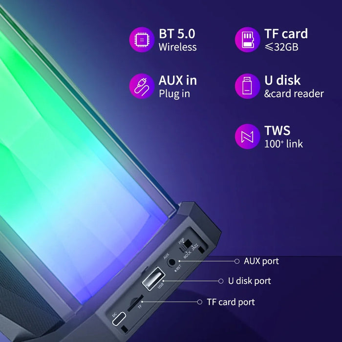 CYBORIS T10 RGB Light Bluetooth-compatible Speaker 50W High Power Bass Sound Subwoofer - 5