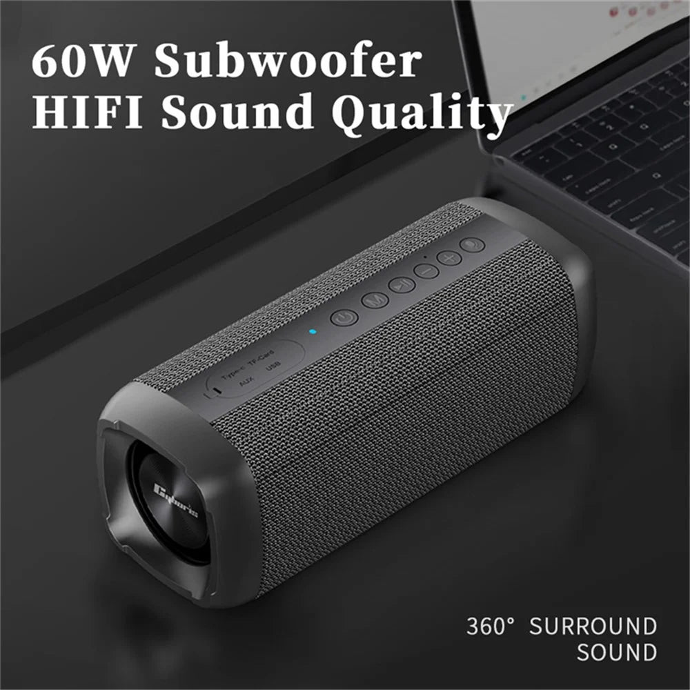 CYBORIS S6 60W High Power Bluetooth-compatible Speaker Super Bass Subwoofer Waterproof TWS Stereo Speaker - Black - 5