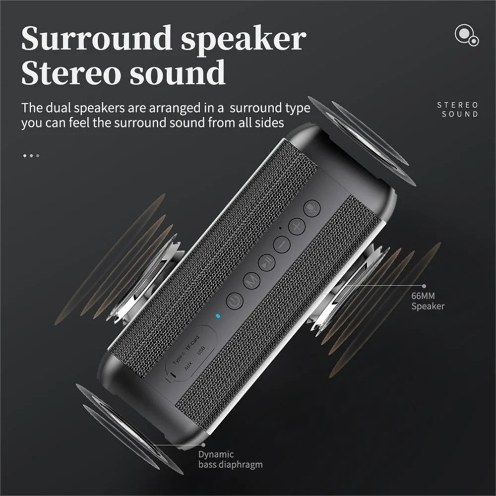CYBORIS S6 60W High Power Bluetooth-compatible Speaker Super Bass Subwoofer Waterproof TWS Stereo Speaker - Black - 7