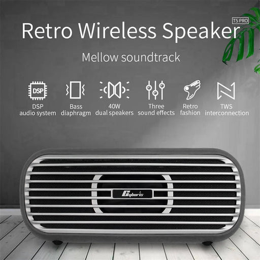 CYBORIS T5 Pro Retro TWS Bluetooth-compatible Speaker 40W Portable Subwoofer - 2