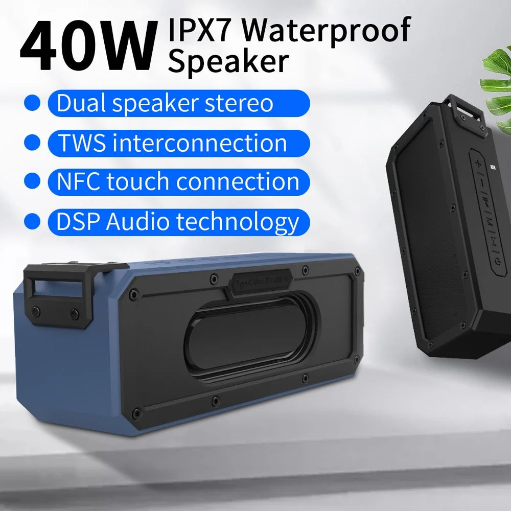 CYBORIS X3-Pro-N 40W NFC Bluetooth-compatible Speaker Subwoofer Waterproof Bass Sound Speaker - Blue - 4