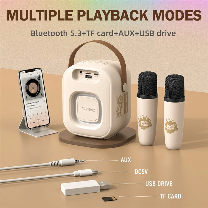 ONIKUMA L7 RGB Home Karaoke Machine Bluetooth-compatible Speaker with 2 Microphone - White - 5