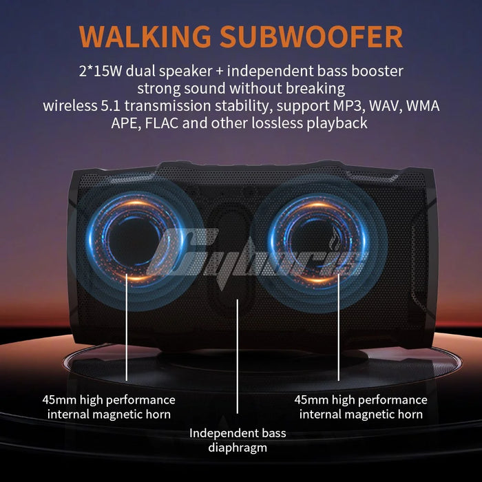 CYBORIS X8 Bluetooth-compatible Golf Cart Speaker Waterproof Sound Subwoofer with Lighting and Stand Function - Built-In Magnet - 7