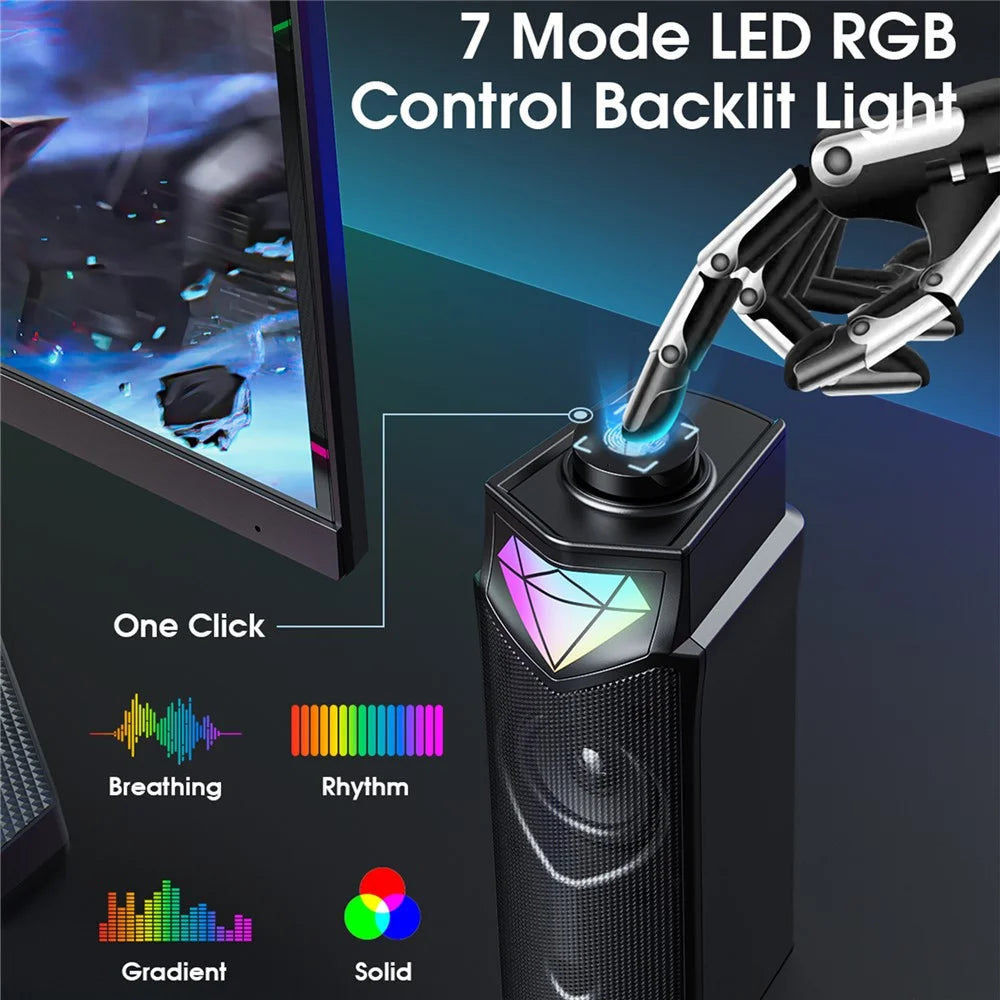 ONIKUMA L1 Wired Desktop Speaker RGB Light Stereo Music Subwoofer Support Bluetooth-compatible Connection - 4