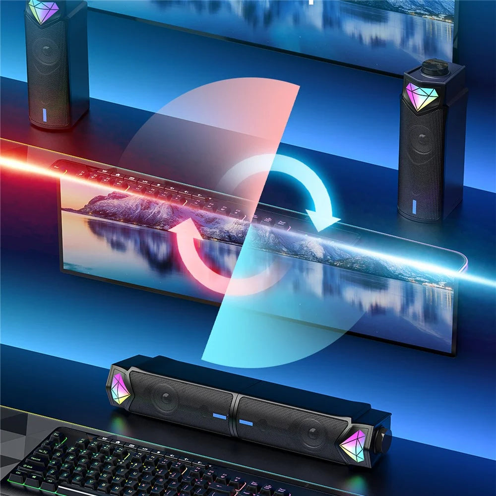 ONIKUMA L1 Wired Desktop Speaker RGB Light Stereo Music Subwoofer Support Bluetooth-compatible Connection - 6