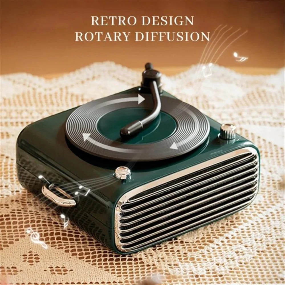 Phonograph Style Mini Bluetooth-compatible Speaker Home Bass Sound Subwoofer - Green - 2
