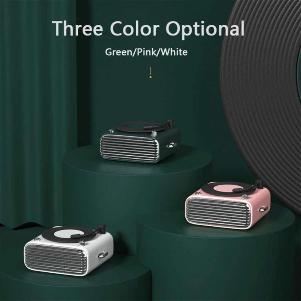 Phonograph Style Mini Bluetooth-compatible Speaker Home Bass Sound Subwoofer - Green - 5