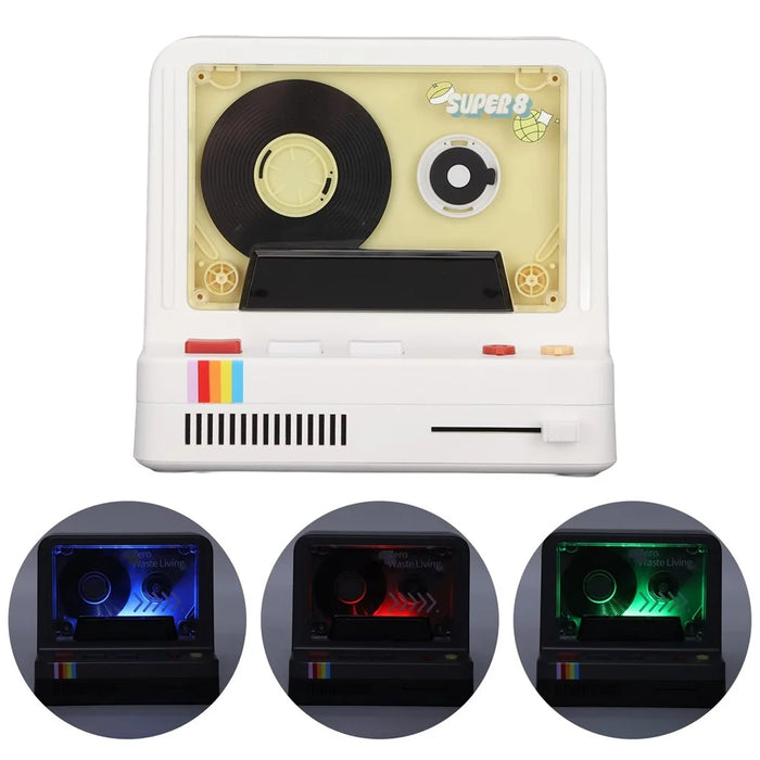 Cassette Bluetooth-compatible Speaker Home Subwoofer Support Aromatherapy TF Card Playback Night Light - White - 2