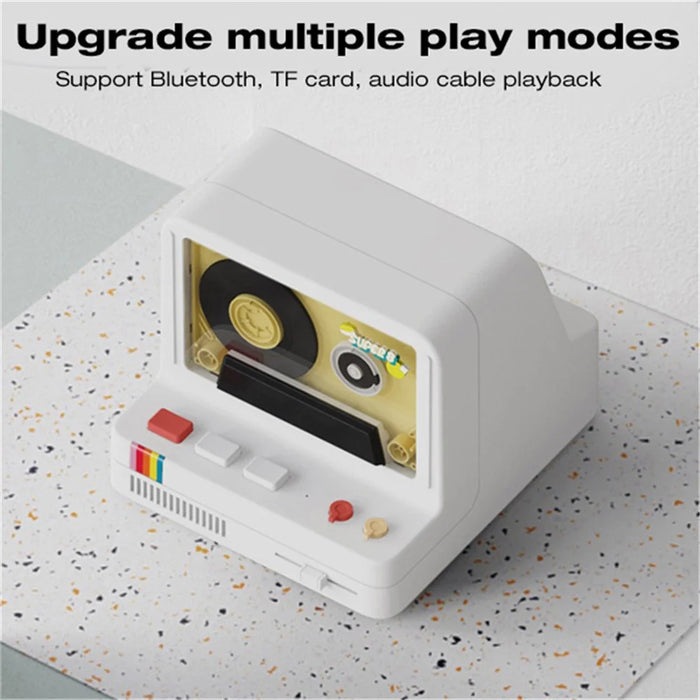 Cassette Bluetooth-compatible Speaker Home Subwoofer Support Aromatherapy TF Card Playback Night Light - White - 4