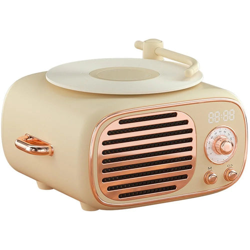 D12 Bluetooth-compatible Karaoke Speaker Classic Record Player Style Home Decor (No Microphone Built-In) - Yellow - 1