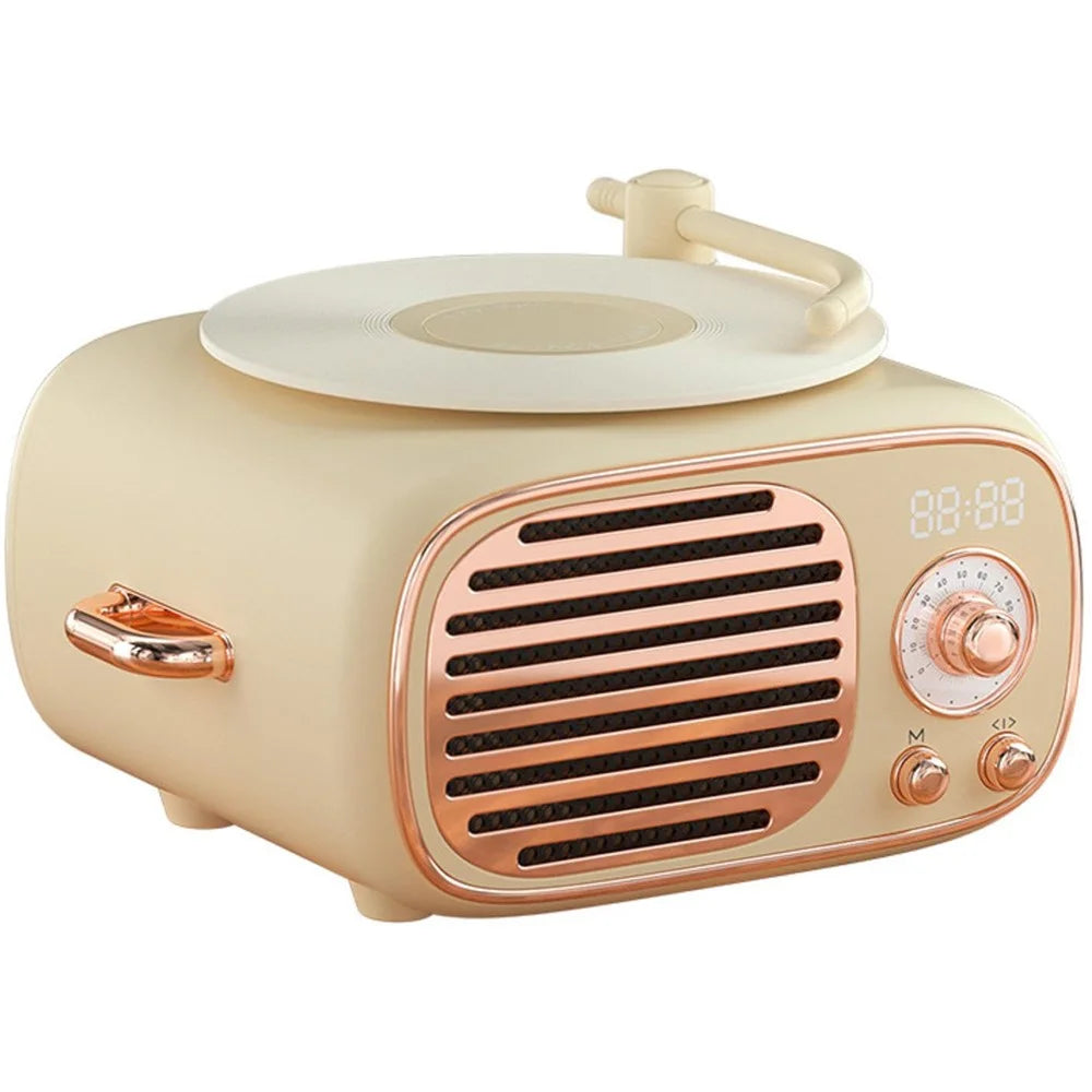 D12 Bluetooth-compatible Karaoke Speaker Classic Record Player Style Home Decor (No Microphone Built-In) - Yellow - 1