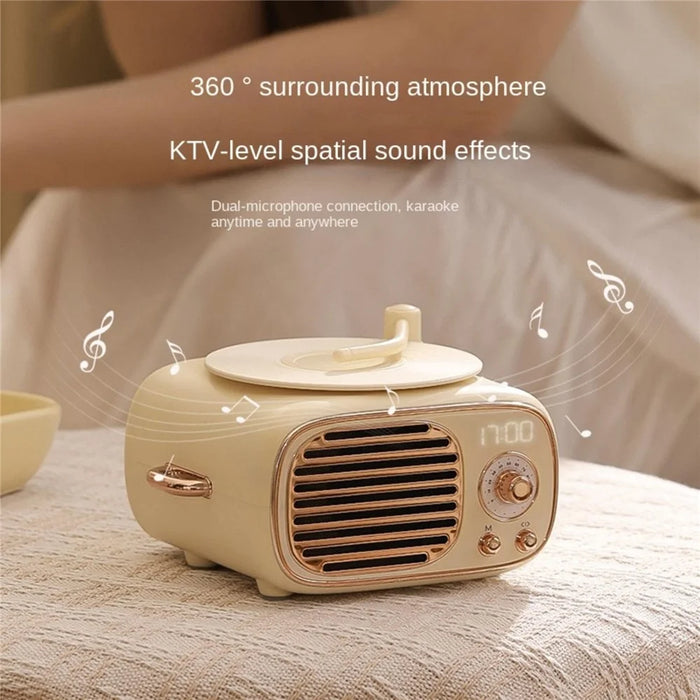D12 Bluetooth-compatible Karaoke Speaker Classic Record Player Style Home Decor (No Microphone Built-In) - Yellow - 4